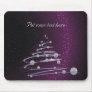 Abstract Silver Christmas Tree on Glowing Purple Mousepads