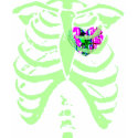 abstract sparrow heart  mint green rib cage t-shirts
