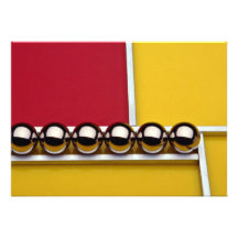 Abstract Steel balls and rods on red and yellow ac Personalised Announcements