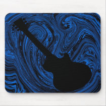 Abstract Swirls Guitar Mousepad, Blue