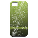 Abstract Swirls on bright green with Monogram