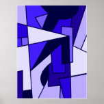 Abstract Three Blue multi shape art Print