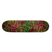 Abstract Tinfoil, lit by colour lamps Skateboard