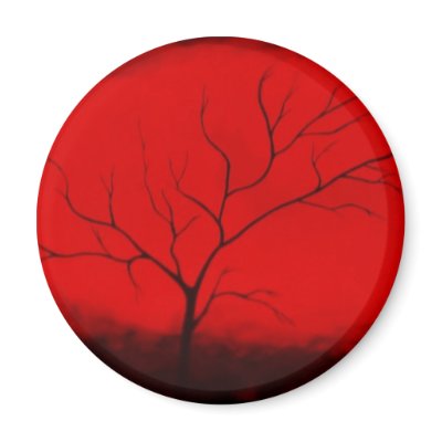 Abstract Tree & Red Sky Original Abstract Art Deco Magnet by made_in_atlantis