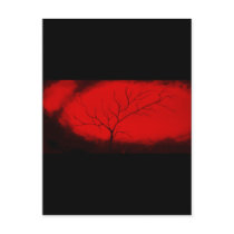 Abstract Tree & Red Sky Original Abstract Art Deco Postcard