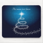 Abstract White  Christmas Tree on Glowing Blue Mouse Pad