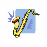 Abstract yellow sax blue background facing left photo cut outs