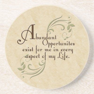 Abundant Opportunities Affirmation Sandstone Coast Coasters by Inspiration_Station