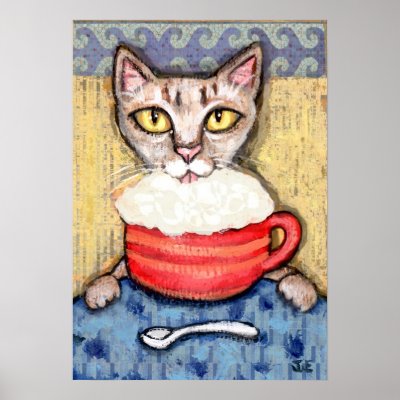 Abyssinian Drinking Coffee Poster by jamiecreates1