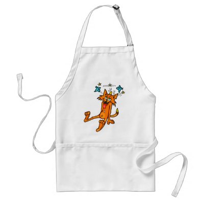 Accident Prone Cartoon Cat Aprons by sagart1952