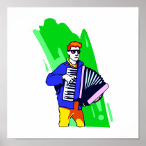 Accordian Player Blue Suit Graphic