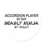 Accordion Deadly Ninja by Night Round Stickers