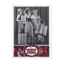 Accordion Girls Vintage Ad Postcard