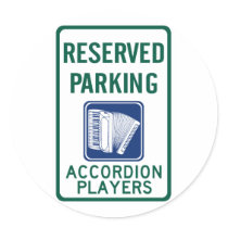 Accordion Player Parking Round Sticker