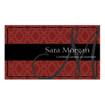 Accounting Business Card - Classy Monogram Damask