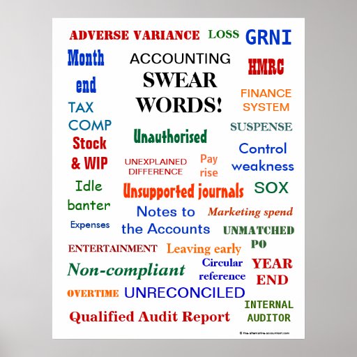 ACCOUNTING SWEAR WORDS ! (UK English) Posters Zazzle