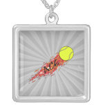 ace tennis ball on fire flames personalised necklace