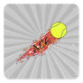 ace tennis ball on fire flames square stickers