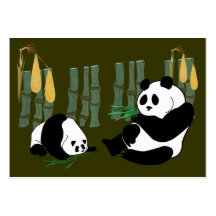 ACEO ATC Panda Eats Bamboo With Mango Card Business Card Template