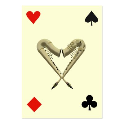 ACEO ATC Saxophones of Hearts Diamond, Spade, Club by DigitalDreambuilder