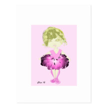 ACEO Print Cute Ballerina in Pink Tutu Post Cards