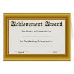 Achievement Award  With Gold Edges Greeting Cards
