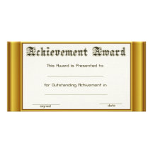 Achievement Award  With Gold Edges Photo Card Template