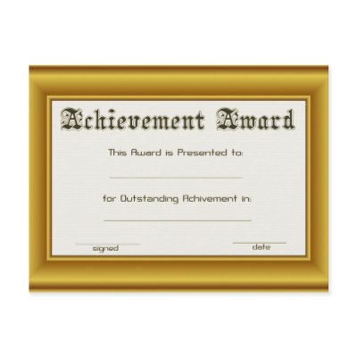 Achievement Award  With Gold Edges Post Card by ClippertyClack
