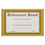 Achievement Award  With Gold Edges Stationery Design