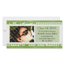 Acid Green Film Frame Grunge Graduation Photo Card