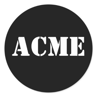 ACME novelty Round Sticker by cinemahawk