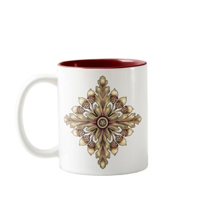 Acorn and Oakleaf Pentagram Cup Coffee Mug by talkingfox