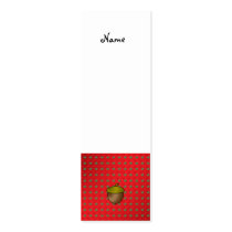 Acorn on red background with green snowflakes
