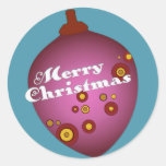 Acornament Mauve Retro Christmas Ornament Round Sticker