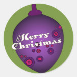 Acornament Purple Christmas Round Sticker