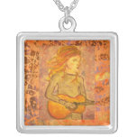 acoustic drawing guitar orange drip pendant