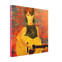 acoustic folksinger girl canvas print