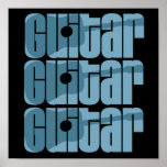 Acoustic Guitar Blue Posters