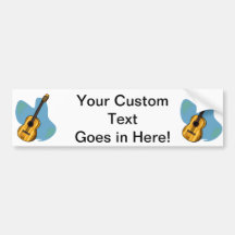 Acoustic Guitar Graphic Blue Behind Bumper Stickers