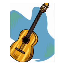 Acoustic Guitar Graphic Blue Behind Post Card