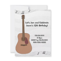 Acoustic Guitar Illustration Birthday Invitation