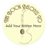 Acoustic Guitar Logo Design Bookplate Stickers
