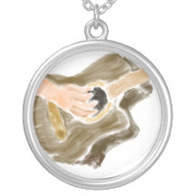 Acoustic guitar player design, hands and guitar jewelry