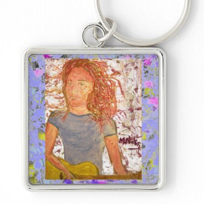 acoustic guitar sand sketch drip keychain by folkrockartist