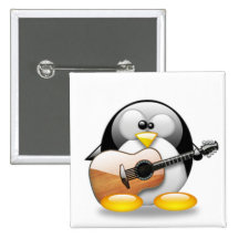 Acoustic Guitar Tux (Linux Tux) Button