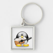 Acoustic Guitar Tux (Linux Tux) Key Chain