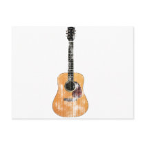 Acoustic Guitar vertical distressed Post Card
