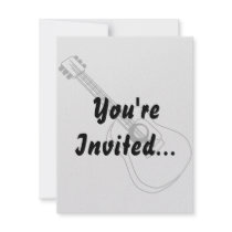 Acoustic Guitar White Outline Guitar Graphic Personalized Invite