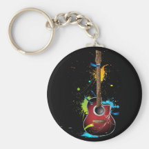Acoustic guitar with paint splatters keychains