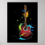 Acoustic guitar with paint splatters poster